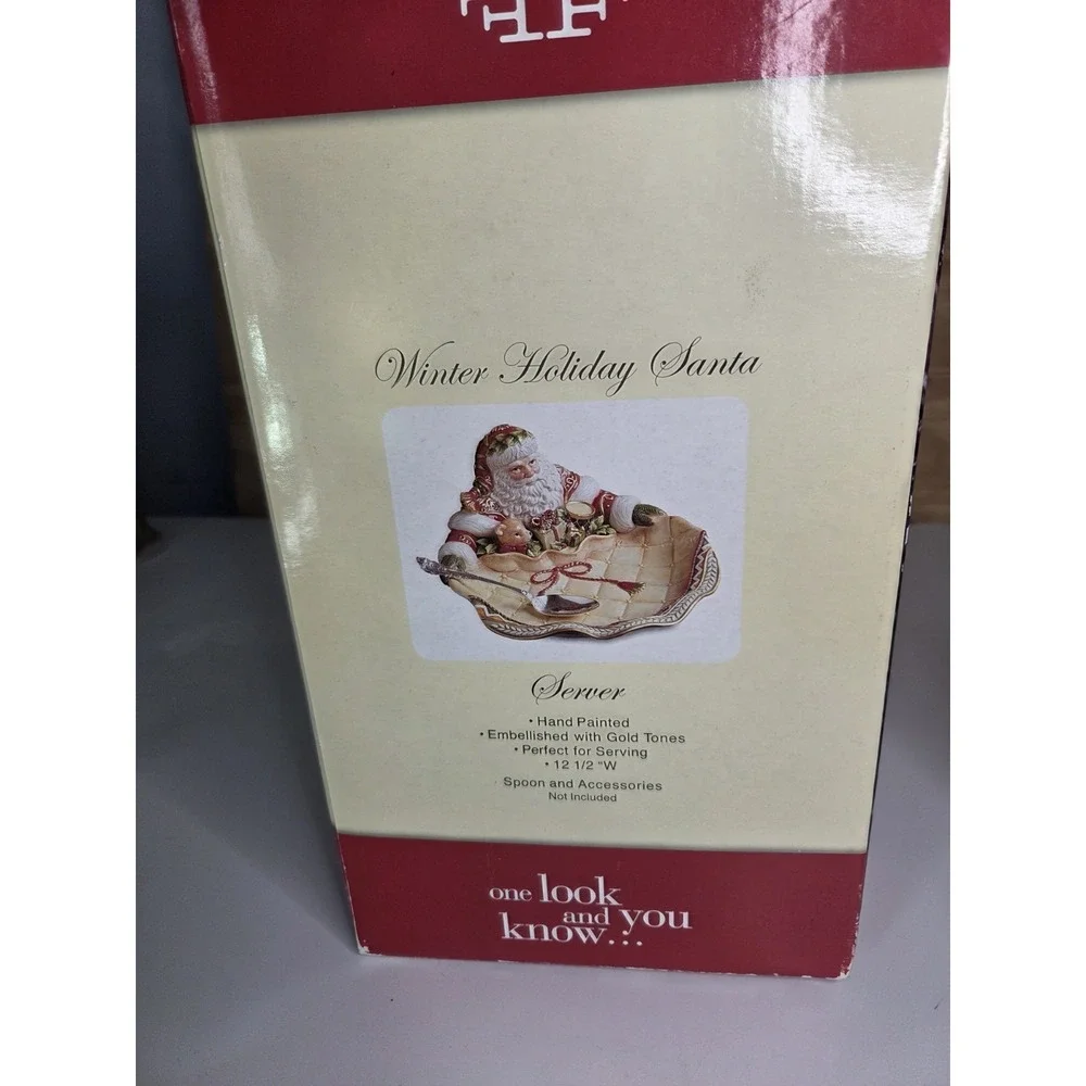 Fitz And Floyd Holiday Home Santa Server Serving‎ Bowl Platter Vintage XLarge